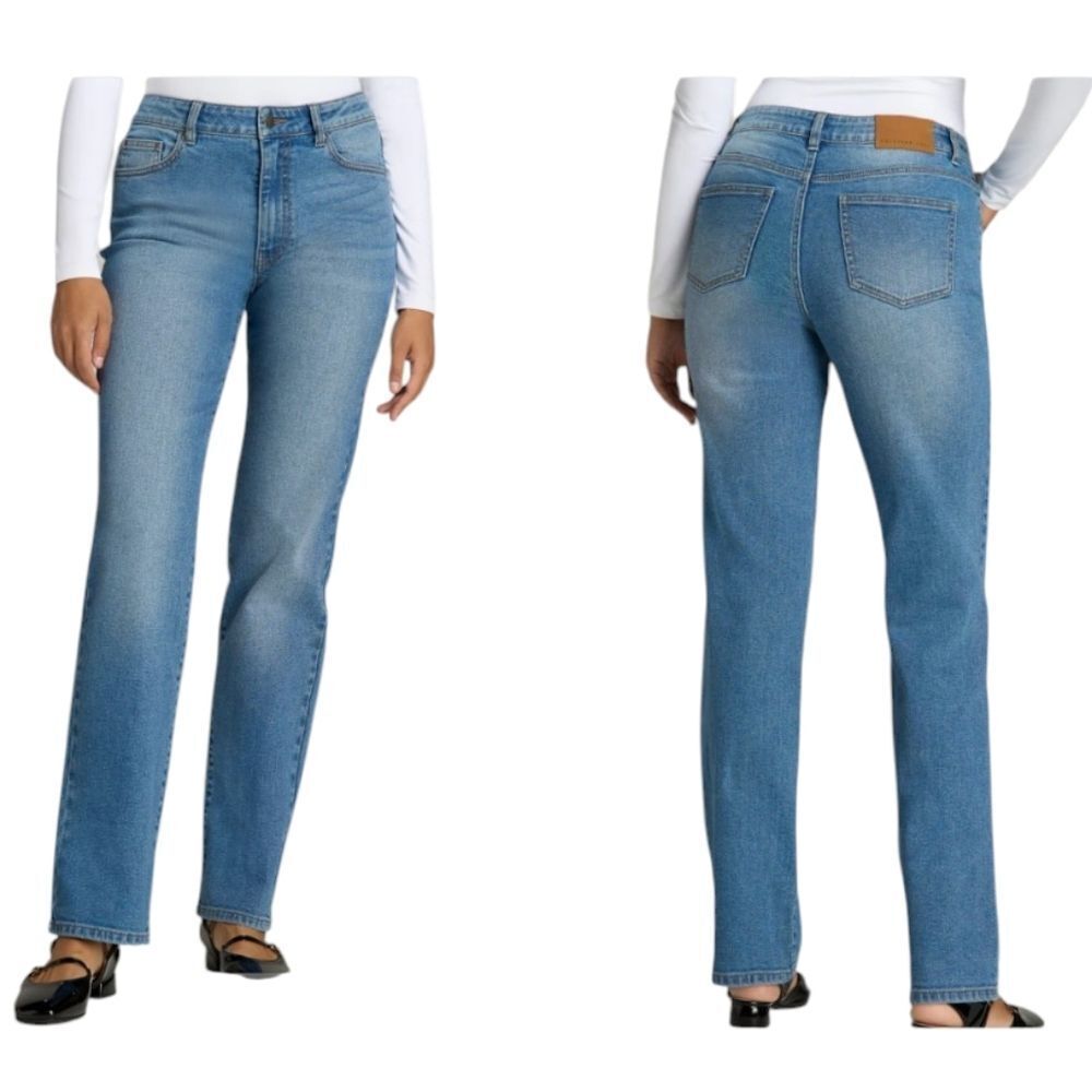 American Tall Jeans Harper High Rise Stretch Straight Colorado Blue Size 25